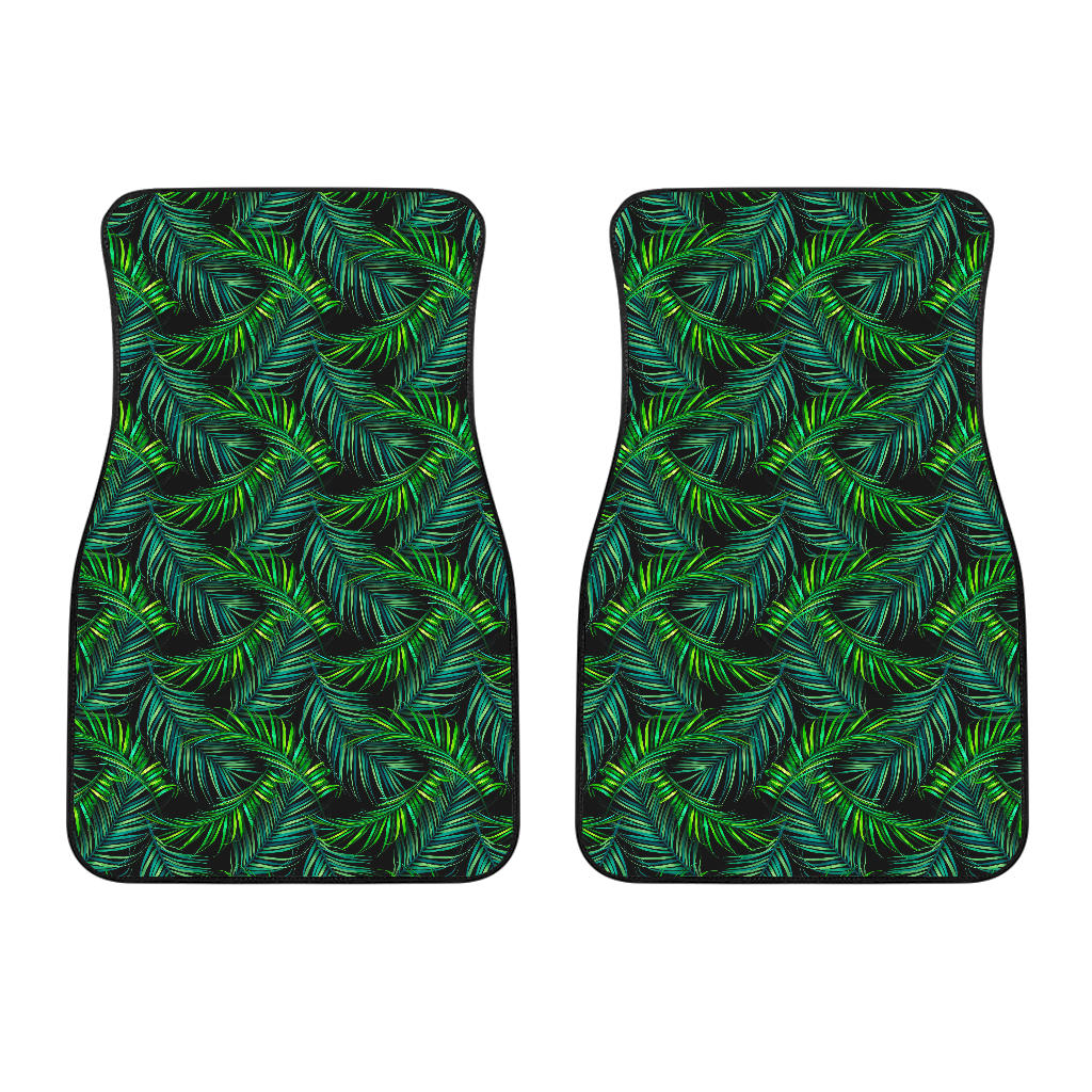 Night Tropical Palm Leaves Pattern Print Front And Back Car Floor Mats/ Front Car Mat