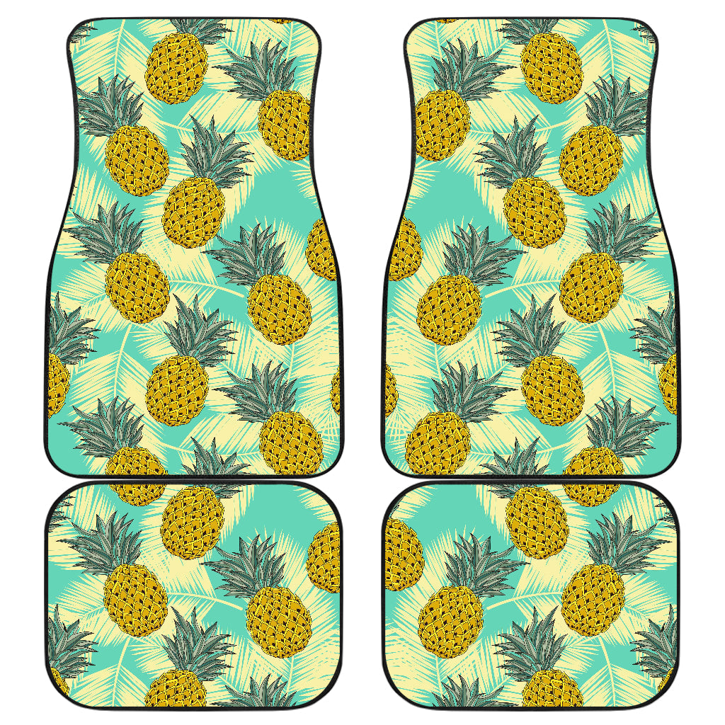 Tropical Vintage Pineapple Pattern Print Front And Back Car Floor Mats/ Front Car Mat