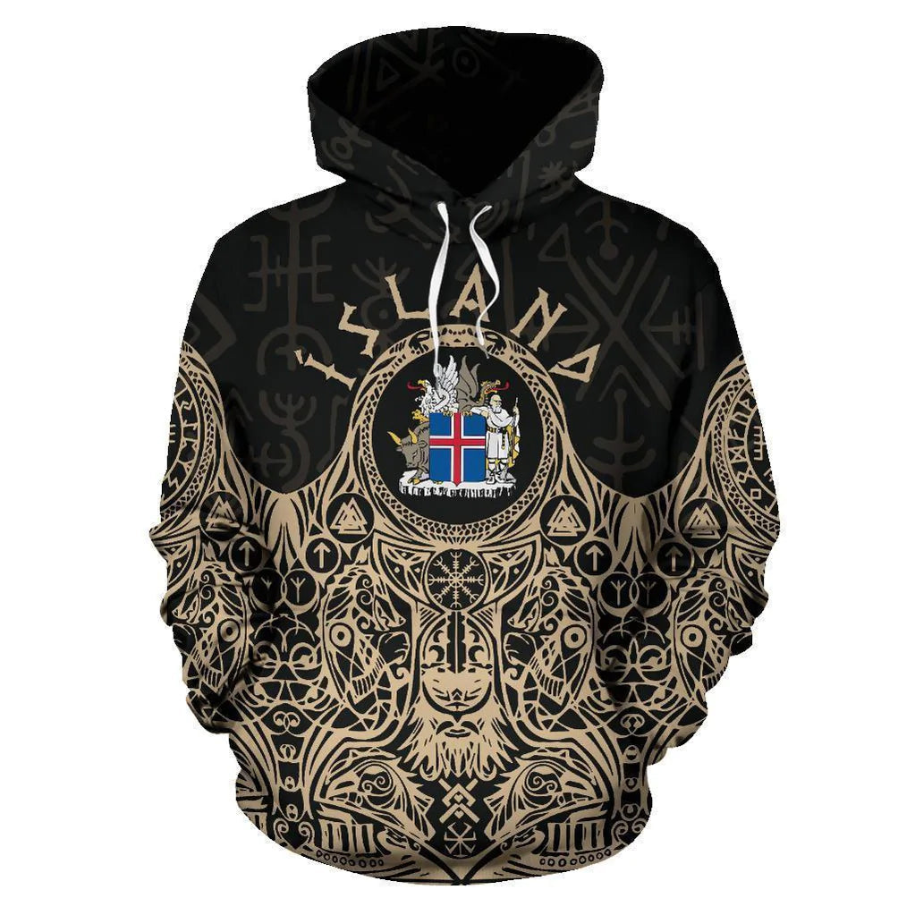 Iceland Vikings Coat Of Arms Hoodie Golden