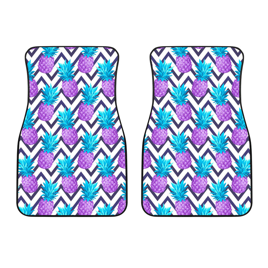Purple Zig Zag Pineapple Pattern Print Front And Back Car Floor Mats/ Front Car Mat