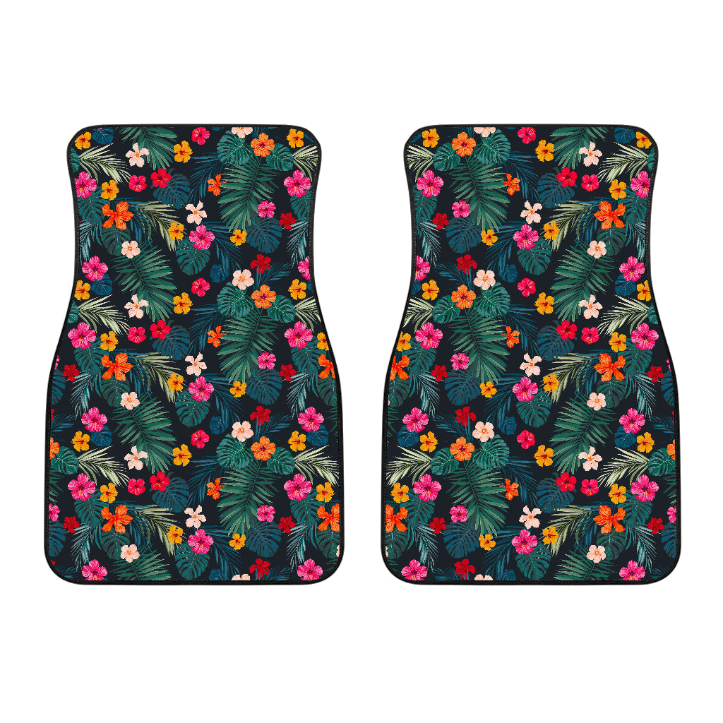 Tropical Flowers Hawaii Pattern Print Front And Back Car Floor Mats/ Front Car Mat