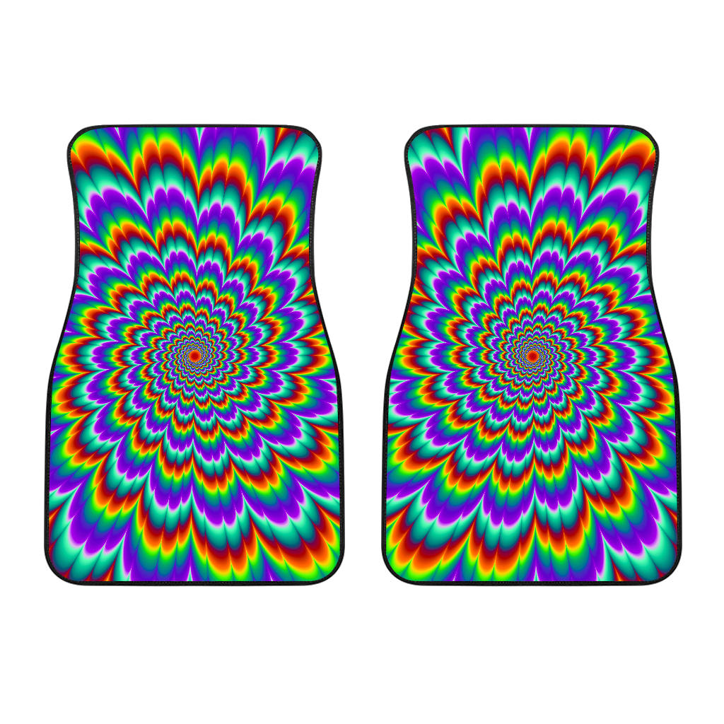 Psychedelic Expansion Optical Illusion Front And Back Car Floor Mats/ Front Car Mat
