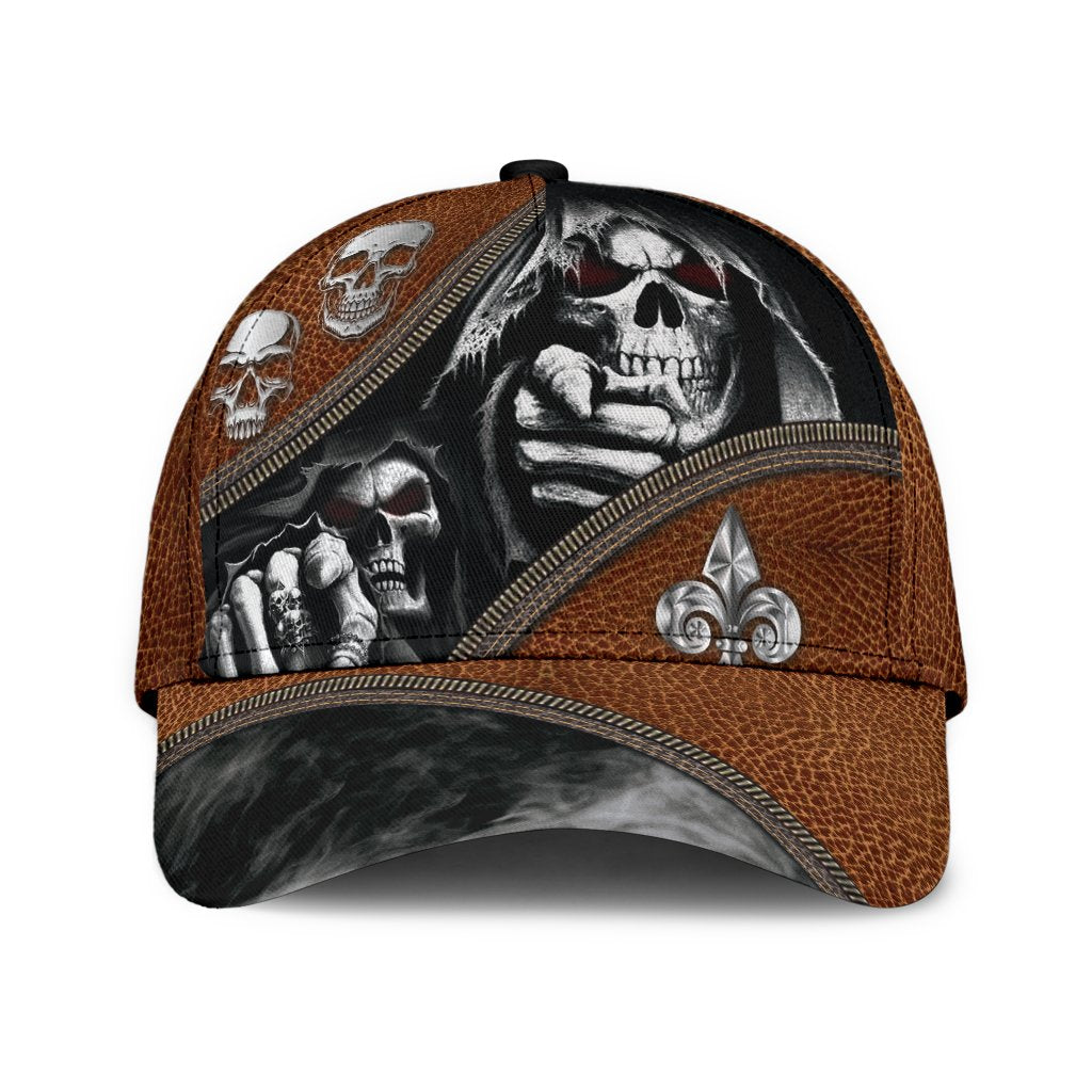 3D All Over Print The Death Classic Cap Hat Skull Baseball Cap Hat With Leather Pattern