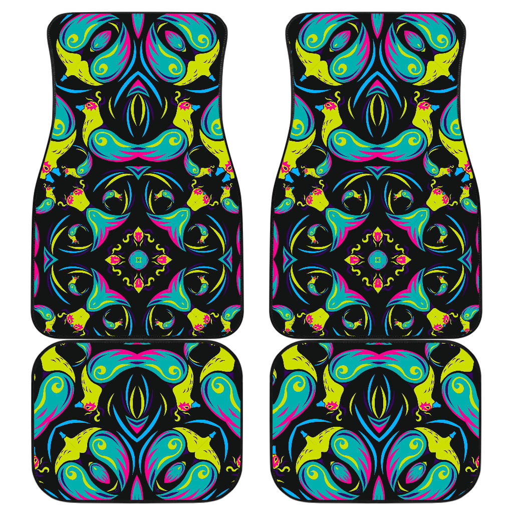 Ornament Psychedelic Trippy Print Front And Back Car Floor Mats/ Front Car Mat