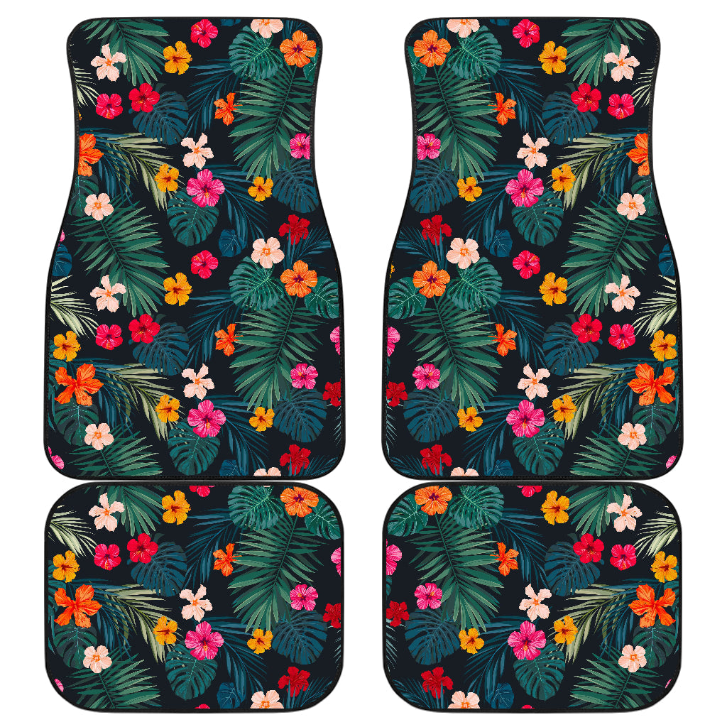 Tropical Flowers Hawaii Pattern Print Front And Back Car Floor Mats/ Front Car Mat