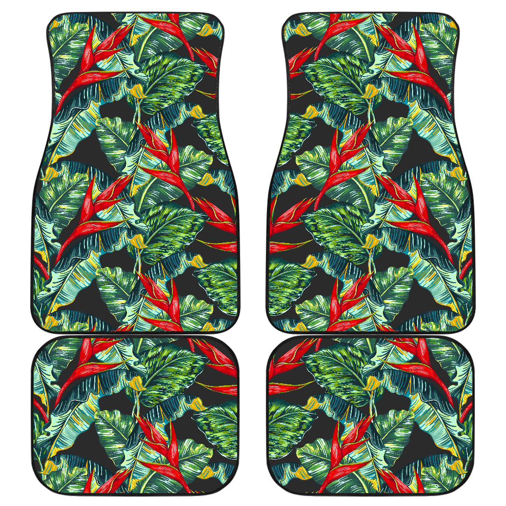 Banana Leaf Hawaiian Pattern Print Front And Back Car Floor Mats/ Front Car Mat