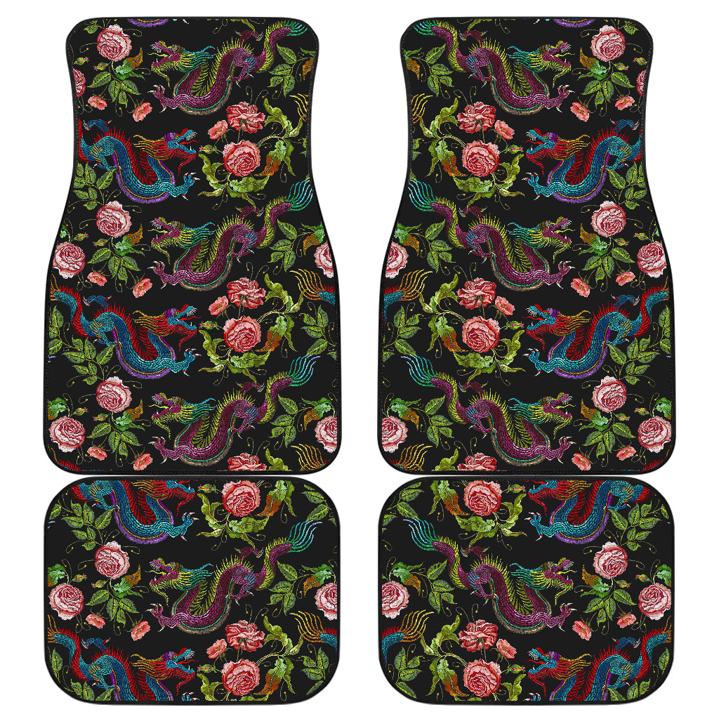 Chinese Dragon Flower Pattern Print Front And Back Car Floor Mats/ Front Car Mat