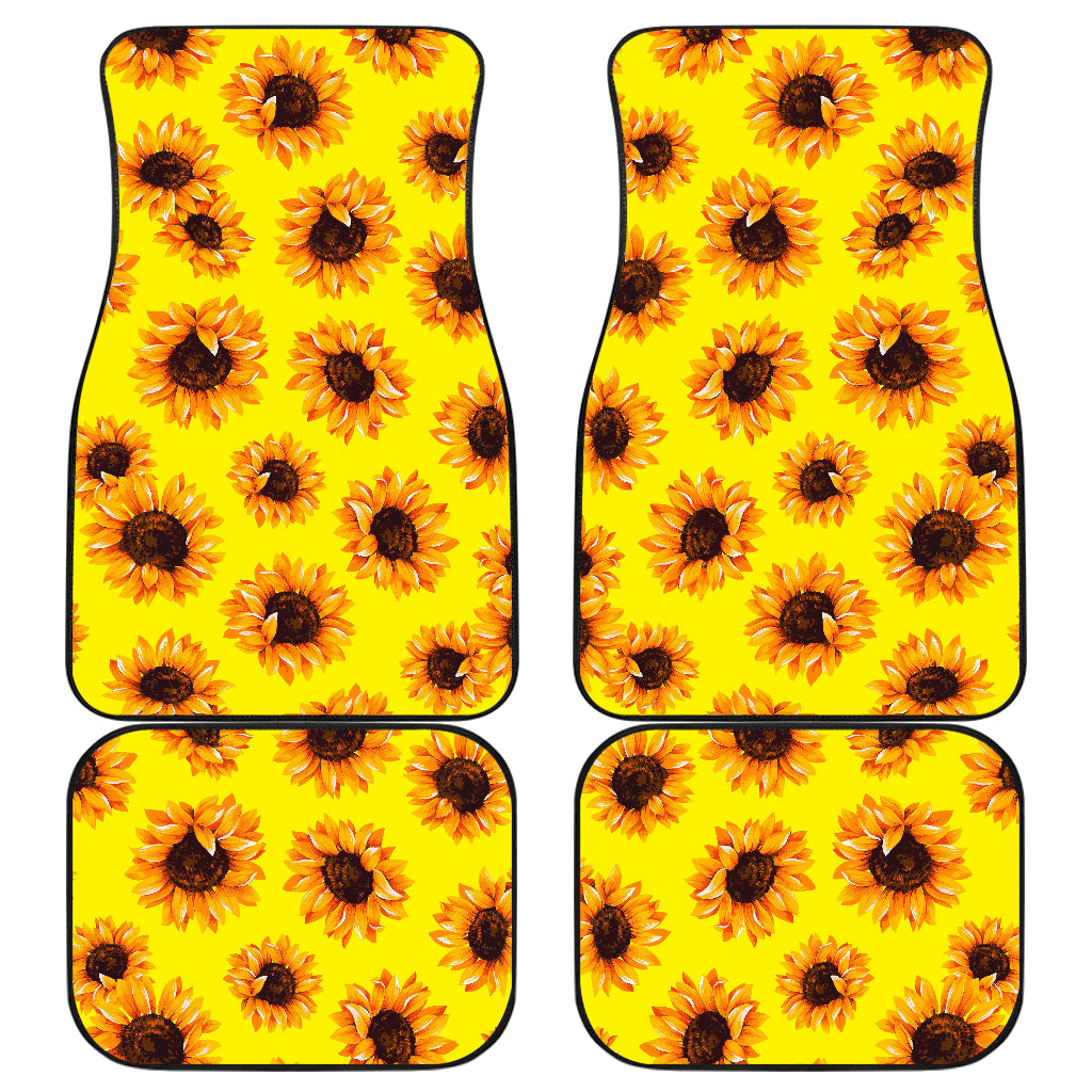 Yellow Sunflower Pattern Print Front And Back Car Floor Mats/ Front Car Mat