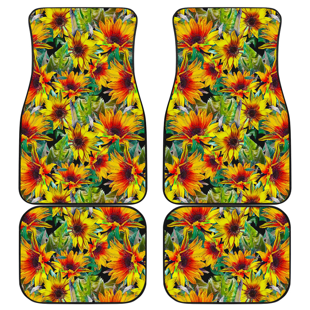 Autumn Sunflower Pattern Print Front And Back Car Floor Mats/ Front Car Mat