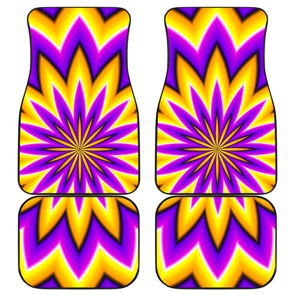 Yellow Flower Moving Optical Illusion Front And Back Car Floor Mats/ Front Car Mat