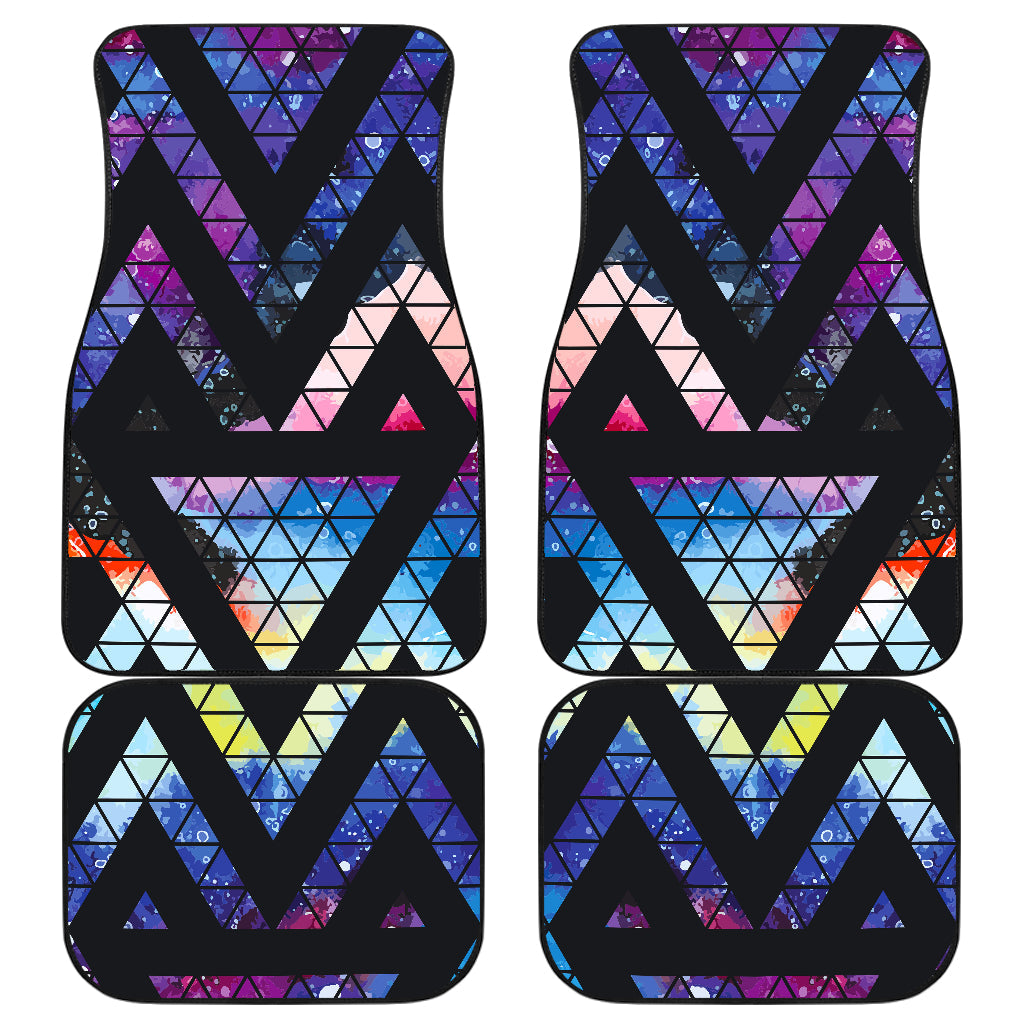 Black Triangle Galaxy Space Print Front And Back Car Floor Mats/ Front Car Mat