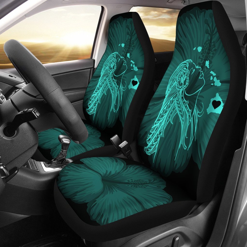 Hawaii Car Seat Covers Hawaii Hula Girl Hibiscus Map Turquoise