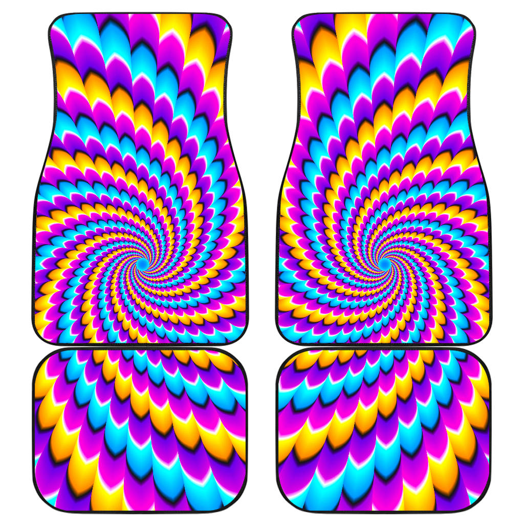 Spiral Colors Moving Optical Illusion Front And Back Car Floor Mats/ Front Car Mat