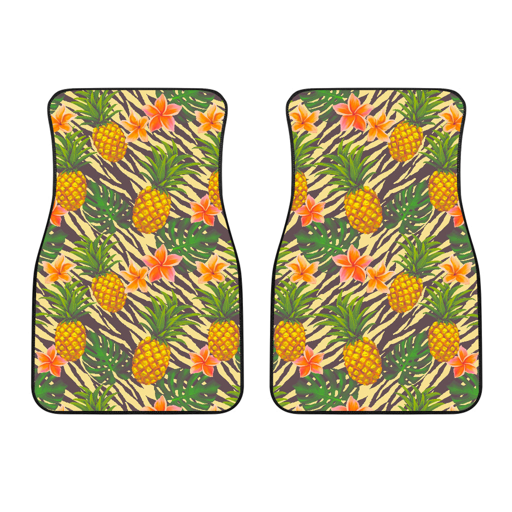 Vintage Zebra Pineapple Pattern Print Front And Back Car Floor Mats/ Front Car Mat