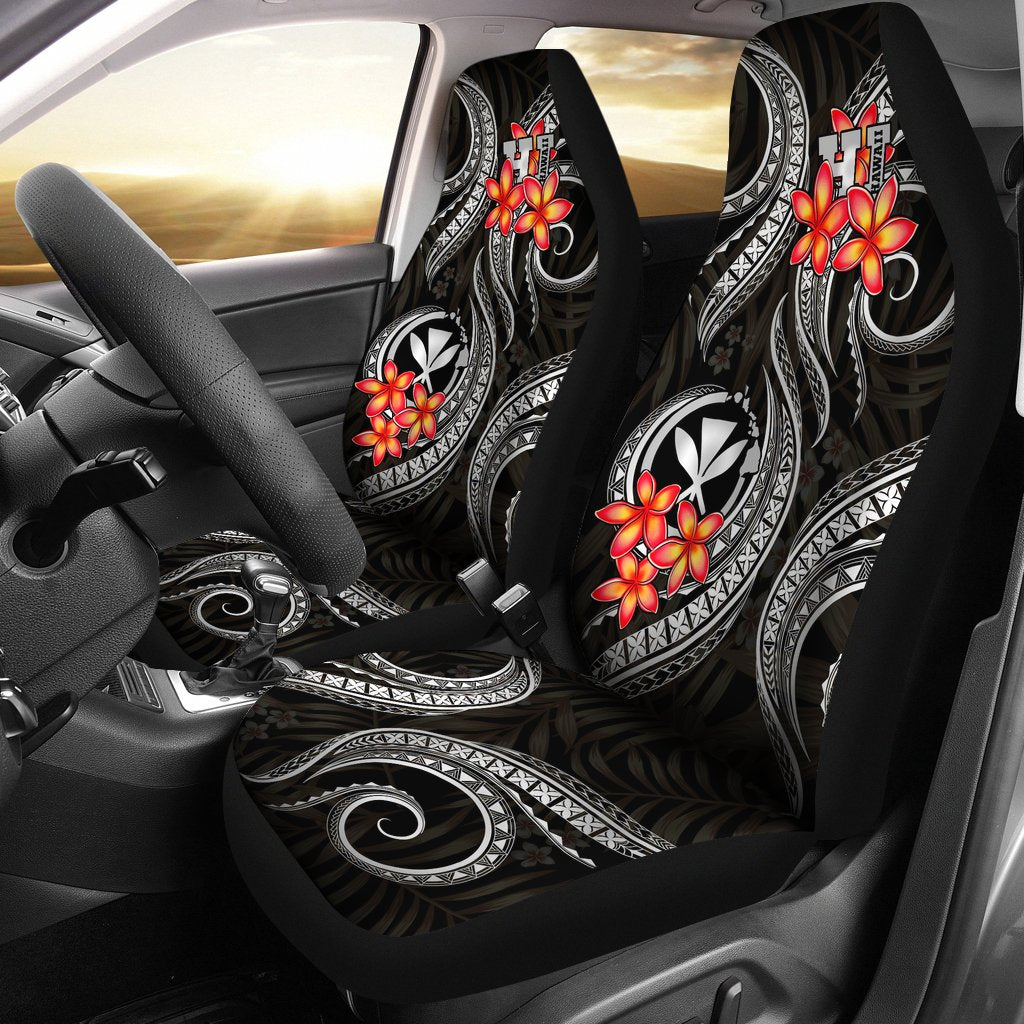 Polynesian Hawaii Car Seat Covers Black Plumeria