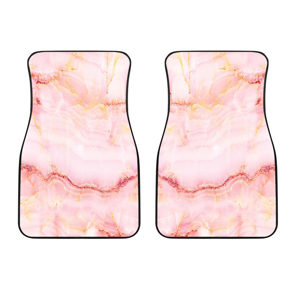 Pink Marble Print Front And Back Car Floor Mats/ Front Car Mat