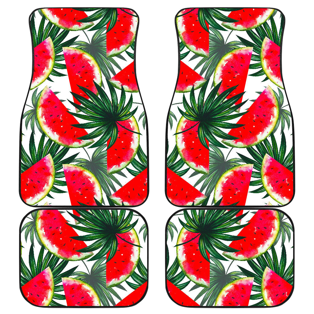 White Palm Leaf Watermelon Pattern Print Front And Back Car Floor Mats/ Front Car Mat