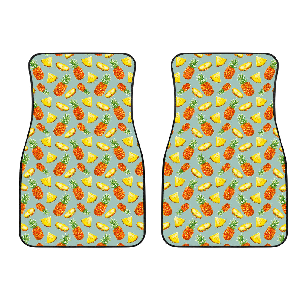 Watercolor Pineapple Pattern Print Front And Back Car Floor Mats/ Front Car Mat