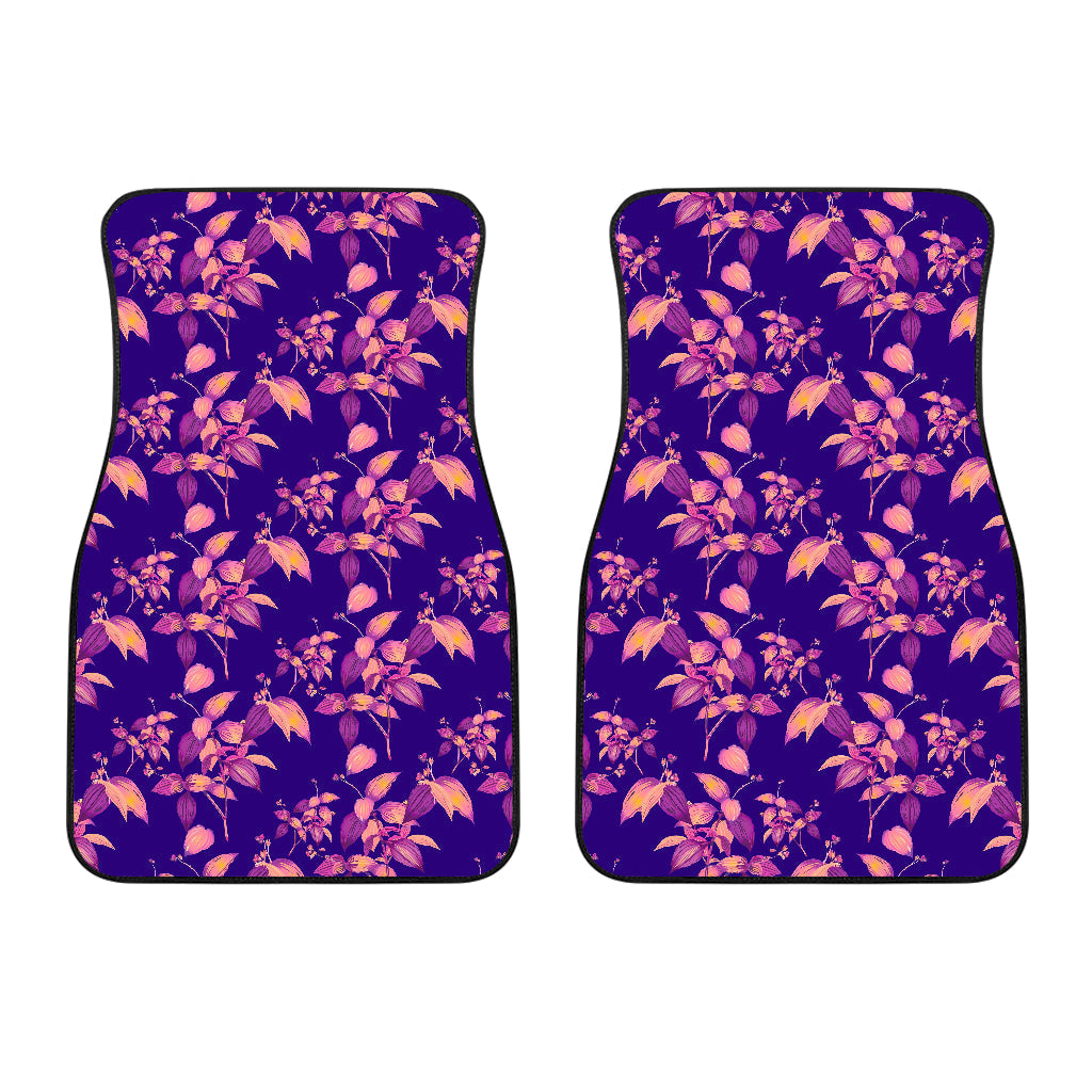 Purple Tropical Hawaiian Pattern Print Front And Back Car Floor Mats/ Front Car Mat