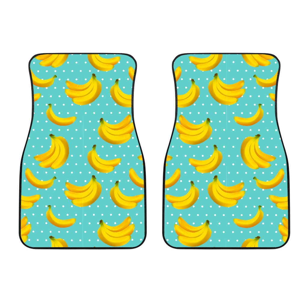 Polka Dot Banana Pattern Print Front And Back Car Floor Mats/ Front Car Mat