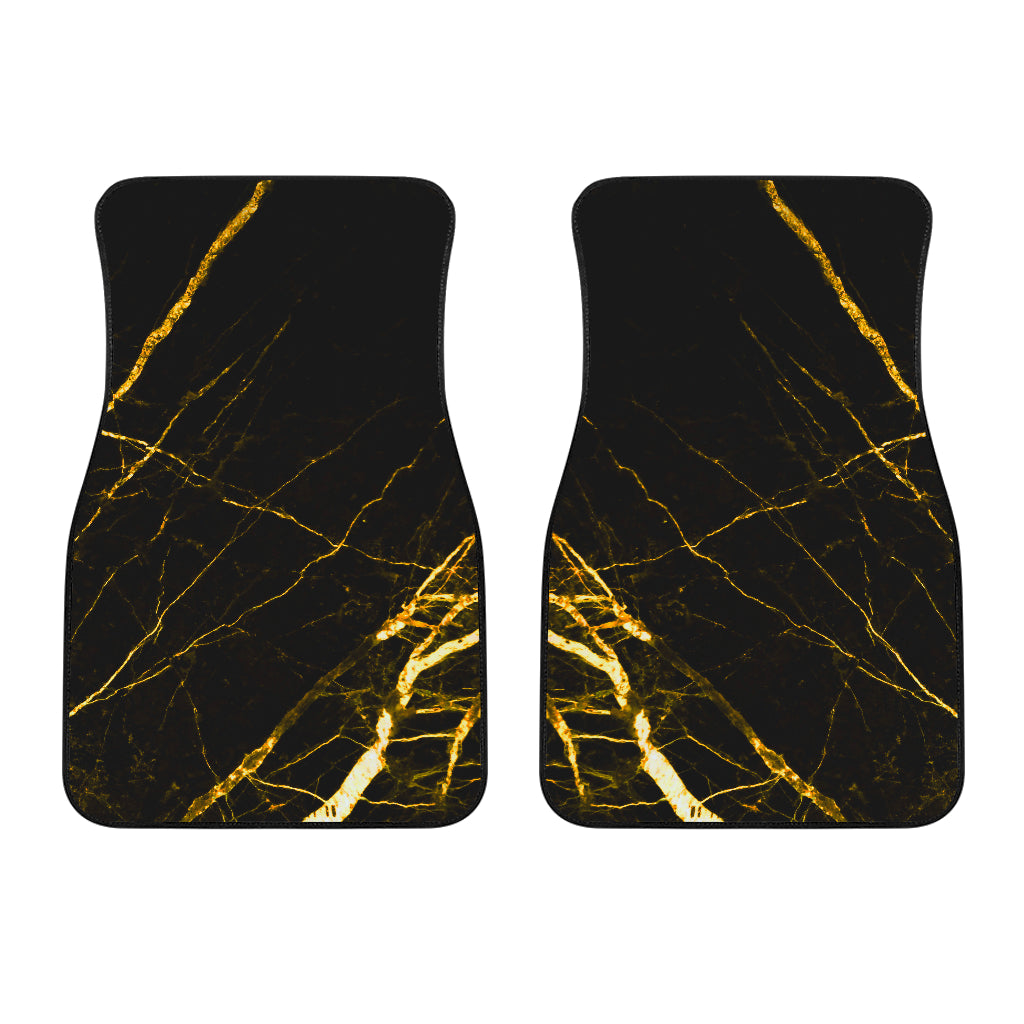 Black Gold Scratch Marble Print Front And Back Car Floor Mats/ Front Car Mat