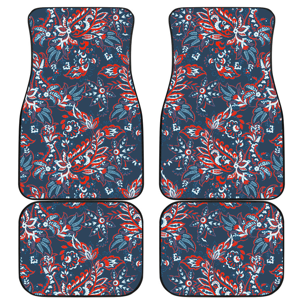 Paisley Floral Bohemian Pattern Print Front And Back Car Floor Mats/ Front Car Mat