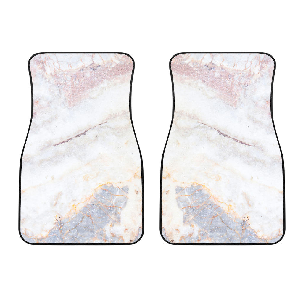 Pink White Grey Marble Print Front And Back Car Floor Mats/ Front Car Mat