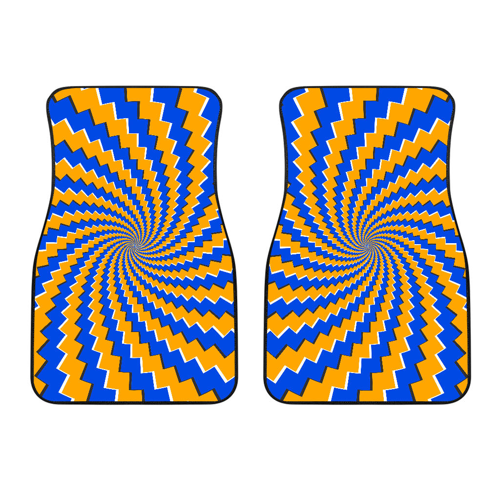 Yellow Spiral Moving Optical Illusion Front And Back Car Floor Mats/ Front Car Mat
