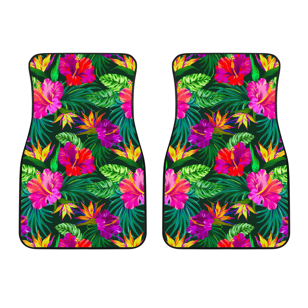 Purple Tropical Pattern Print Front And Back Car Floor Mats/ Front Car Mat