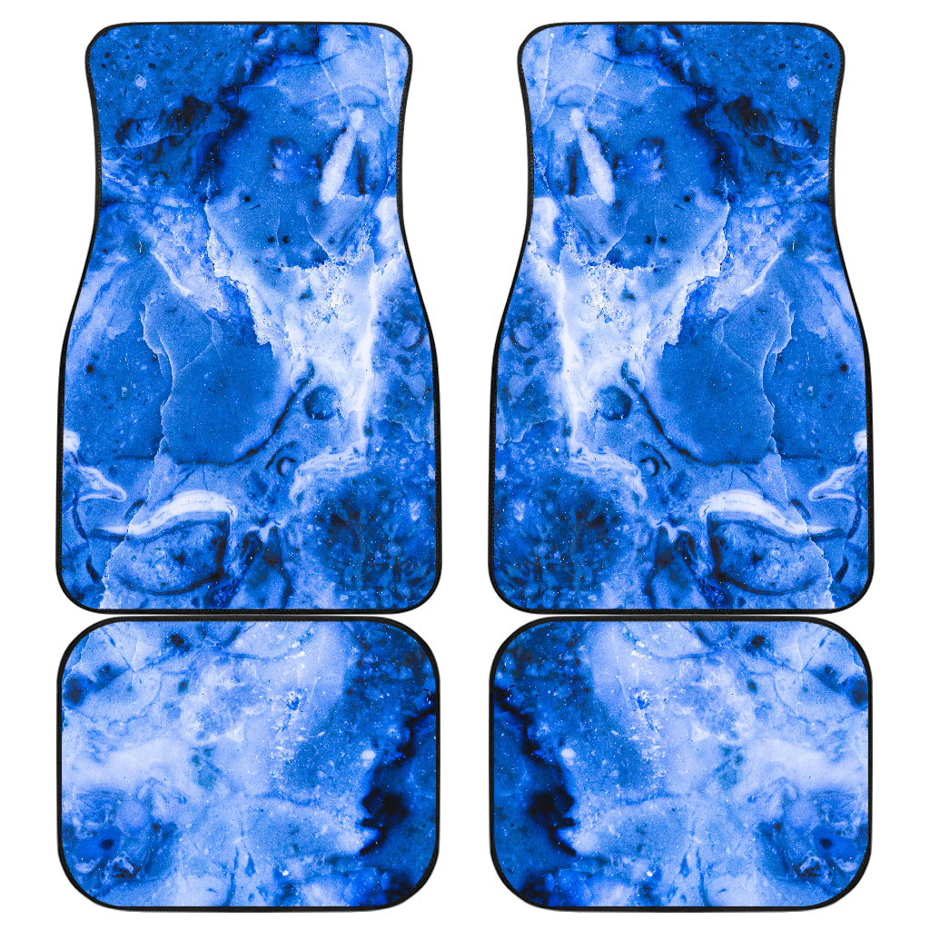 Blue Sapphire Marble Print Front And Back Car Floor Mats/ Front Car Mat
