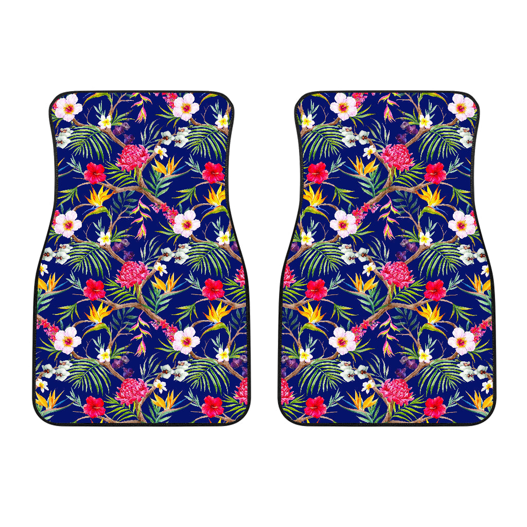 Watercolor Tropical Flower Pattern Print Front And Back Car Floor Mats/ Front Car Mat