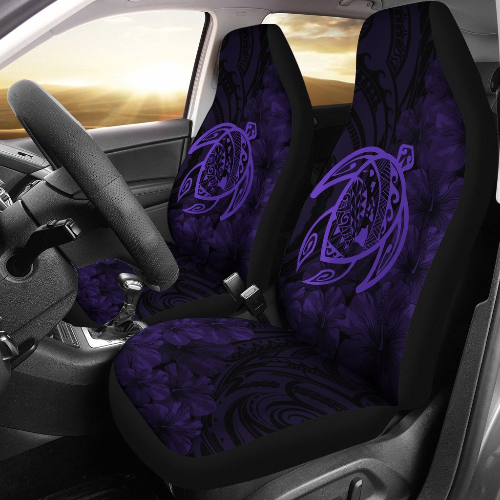 Hawaii Car Seat Covers Hawaii Turtle Map Hibiscus Poly Purple