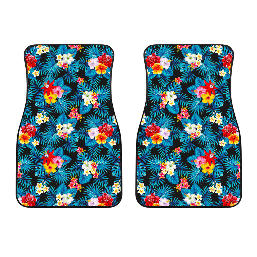 Turquoise Tropical Hawaii Pattern Print Front And Back Car Floor Mats/ Front Car Mat