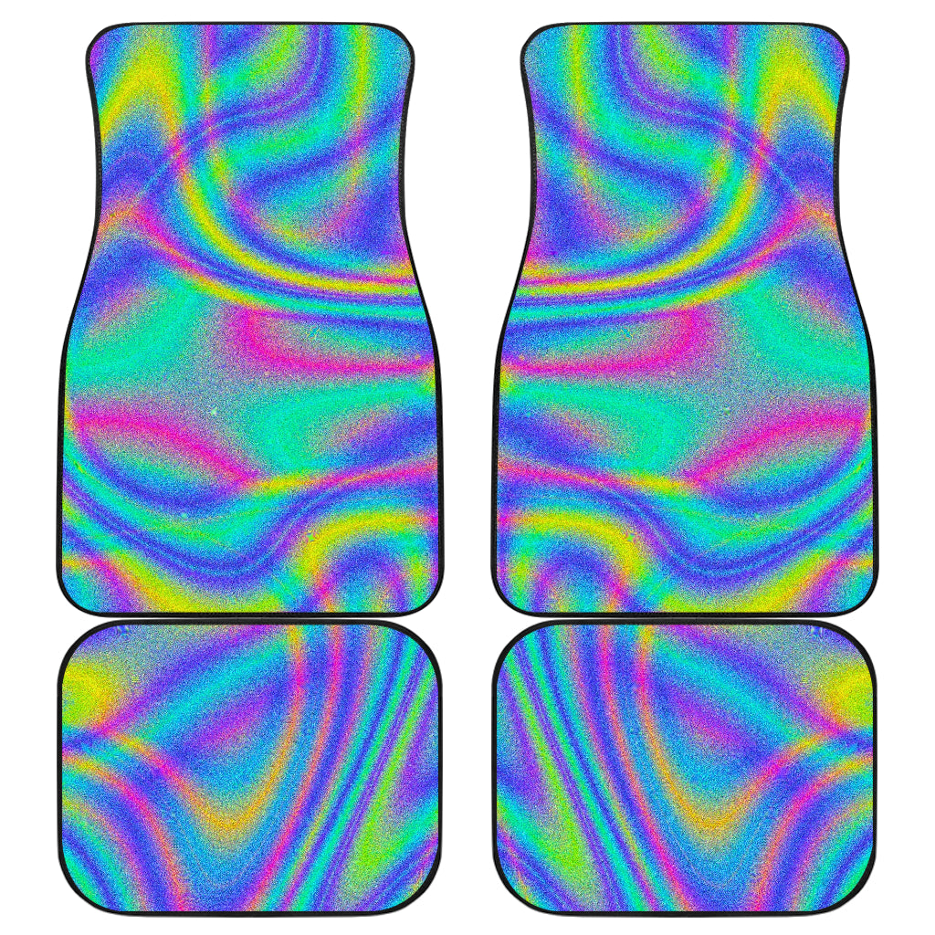 Turquoise Holographic Trippy Print Front And Back Car Floor Mats/ Front Car Mat