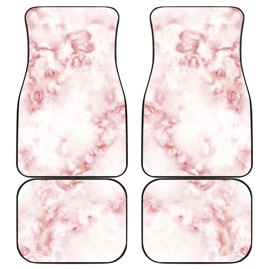 Rose Pink Marble Print Front And Back Car Floor Mats/ Front Car Mat