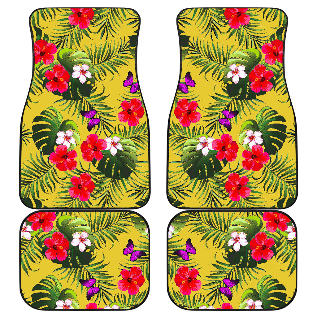 Tropical Exotic Hawaiian Pattern Print Front And Back Car Floor Mats/ Front Car Mat