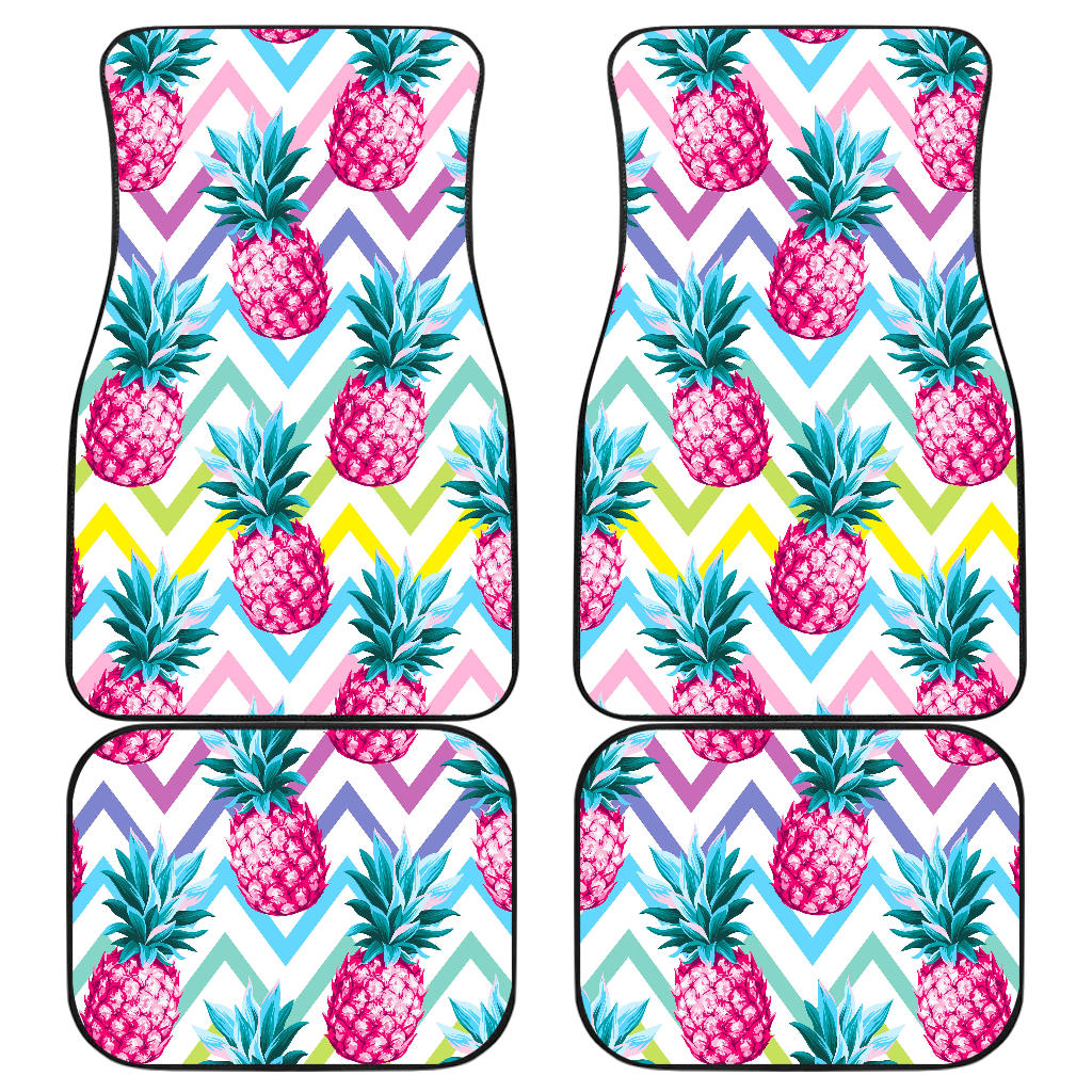 Neon Zig Zag Pineapple Pattern Print Front And Back Car Floor Mats/ Front Car Mat