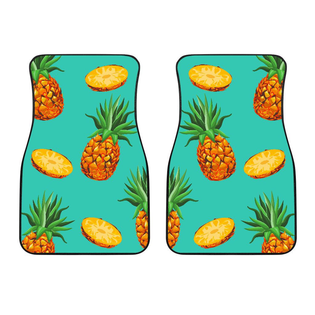 Pastel Turquoise Pineapple Pattern Print Front And Back Car Floor Mats/ Front Car Mat