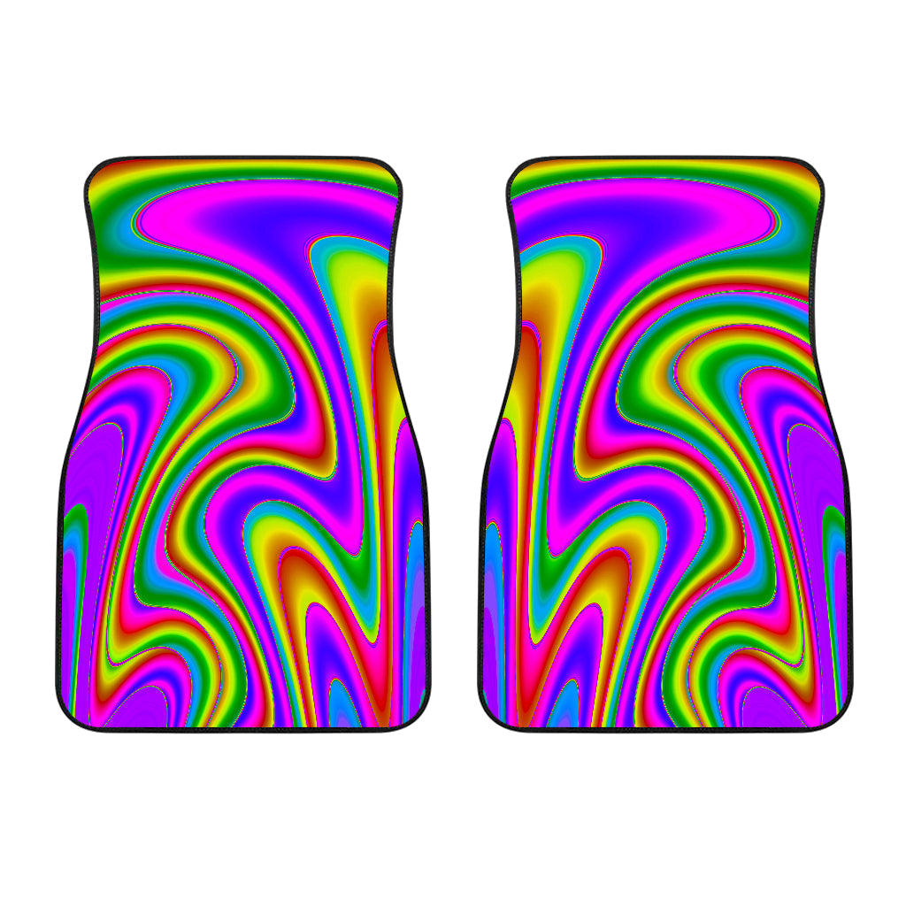Abstract Neon Trippy Print Front And Back Car Floor Mats/ Front Car Mat