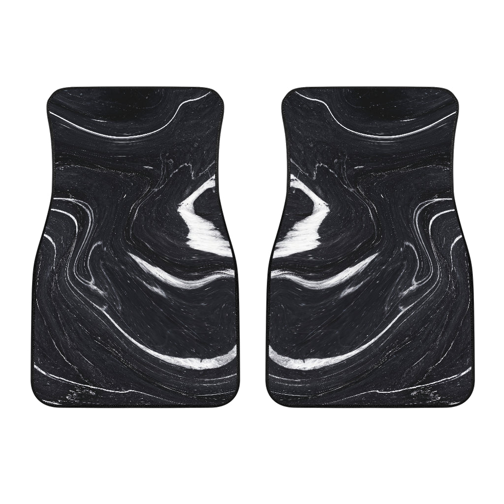 Black White Liquid Marble Print Front And Back Car Floor Mats/ Front Car Mat