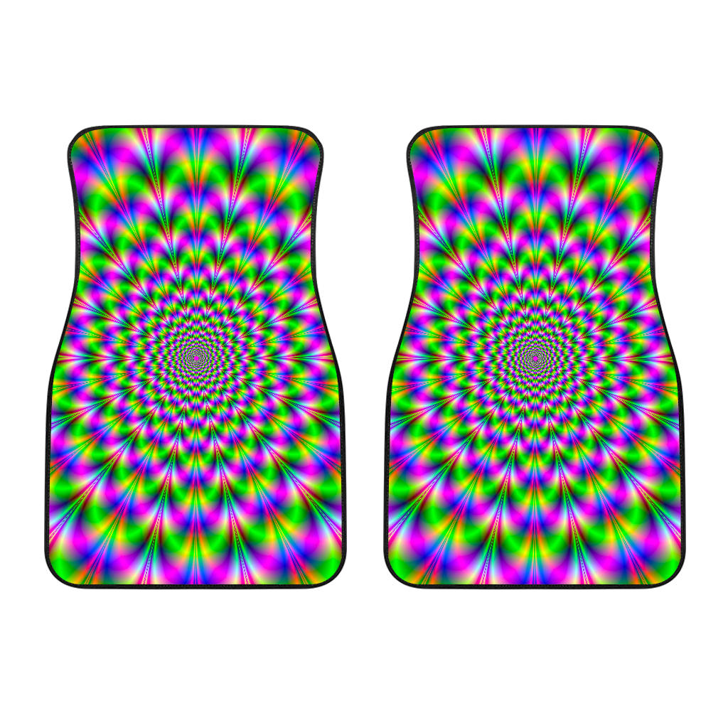 Neon Psychedelic Optical Illusion Front And Back Car Floor Mats/ Front Car Mat