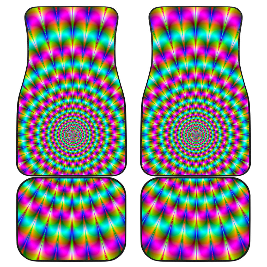 Psychedelic Rave Optical Illusion Front And Back Car Floor Mats/ Front Car Mat