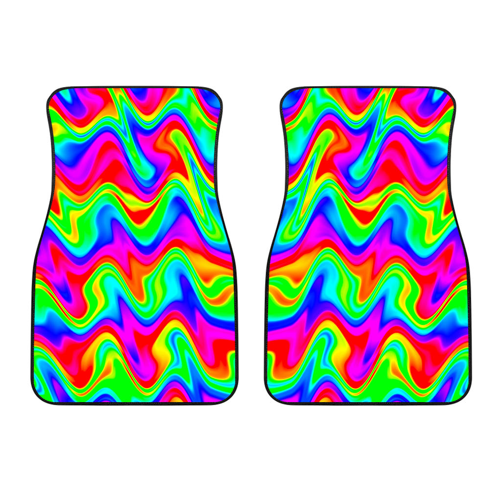 Psychedelic Rainbow Trippy Print Front And Back Car Floor Mats/ Front Car Mat