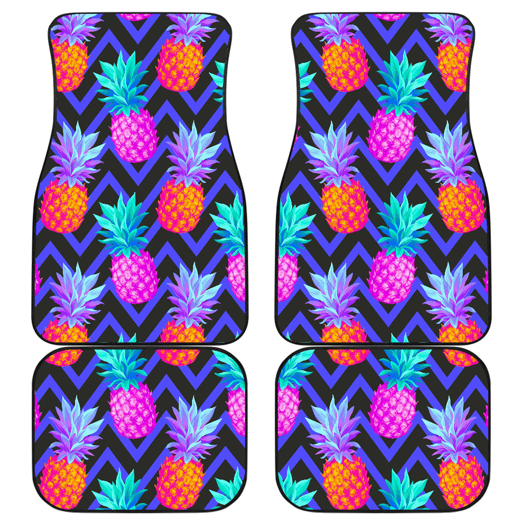 Neon Edm Zig Zag Pineapple Pattern Print Front And Back Car Floor Mats/ Front Car Mat