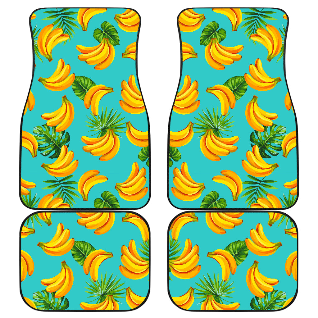 Tropical Banana Leaf Pattern Print Front And Back Car Floor Mats/ Front Car Mat