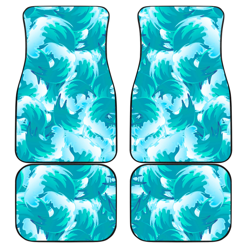 Blue Surfing Wave Pattern Print Front And Back Car Floor Mats/ Front Car Mat