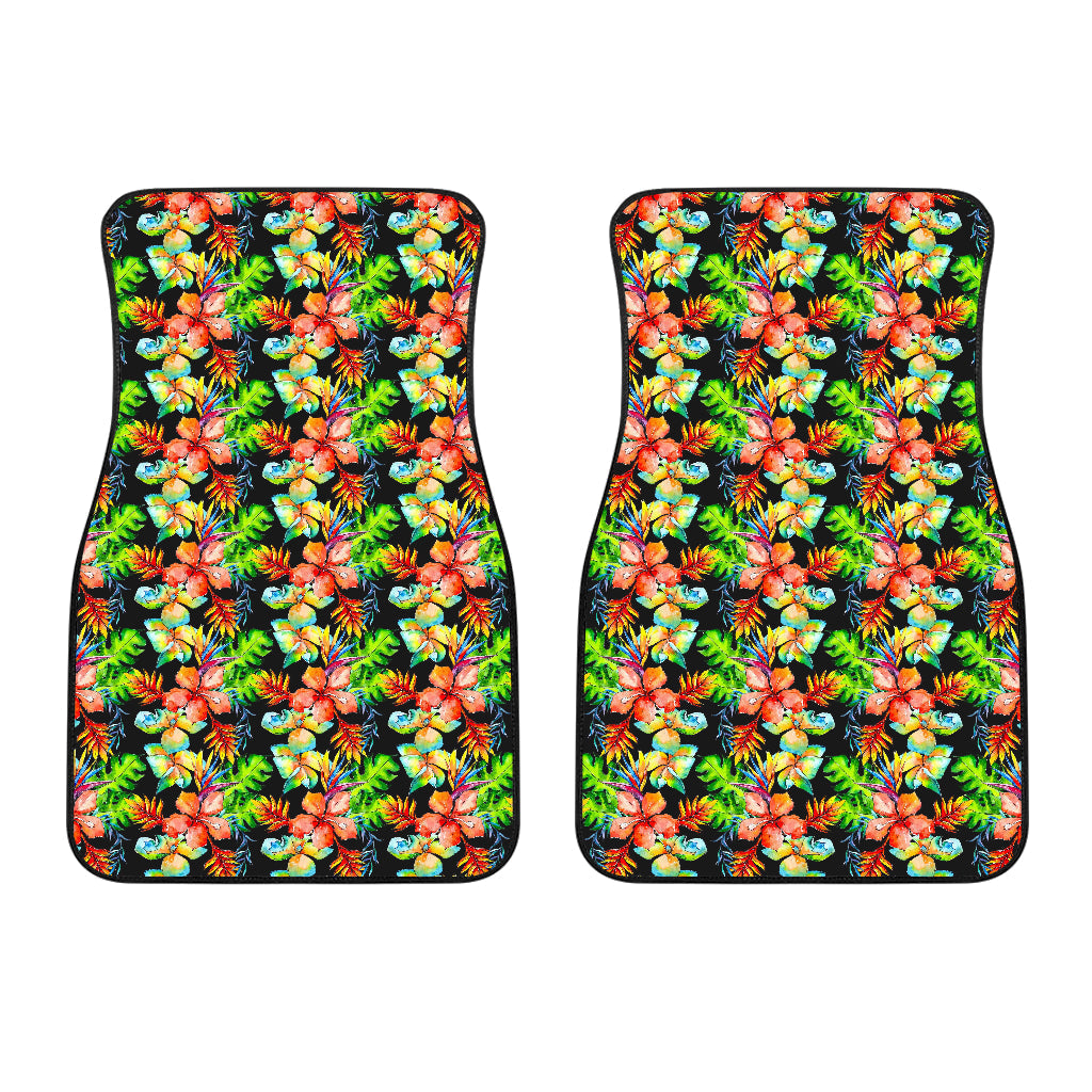 Tropical Hawaii Flowers Pattern Print Front And Back Car Floor Mats/ Front Car Mat