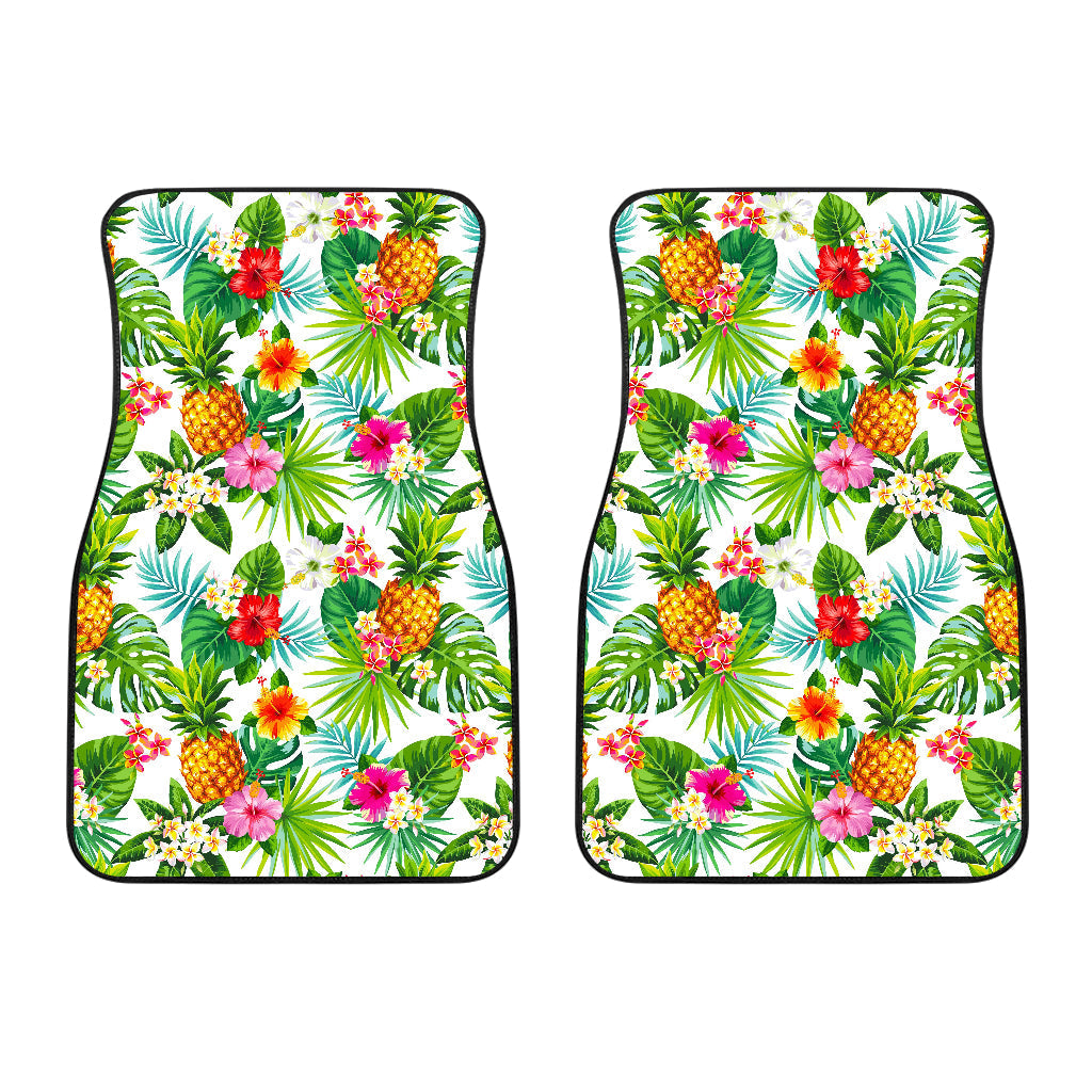 Tropical Aloha Pineapple Pattern Print Front And Back Car Floor Mats/ Front Car Mat
