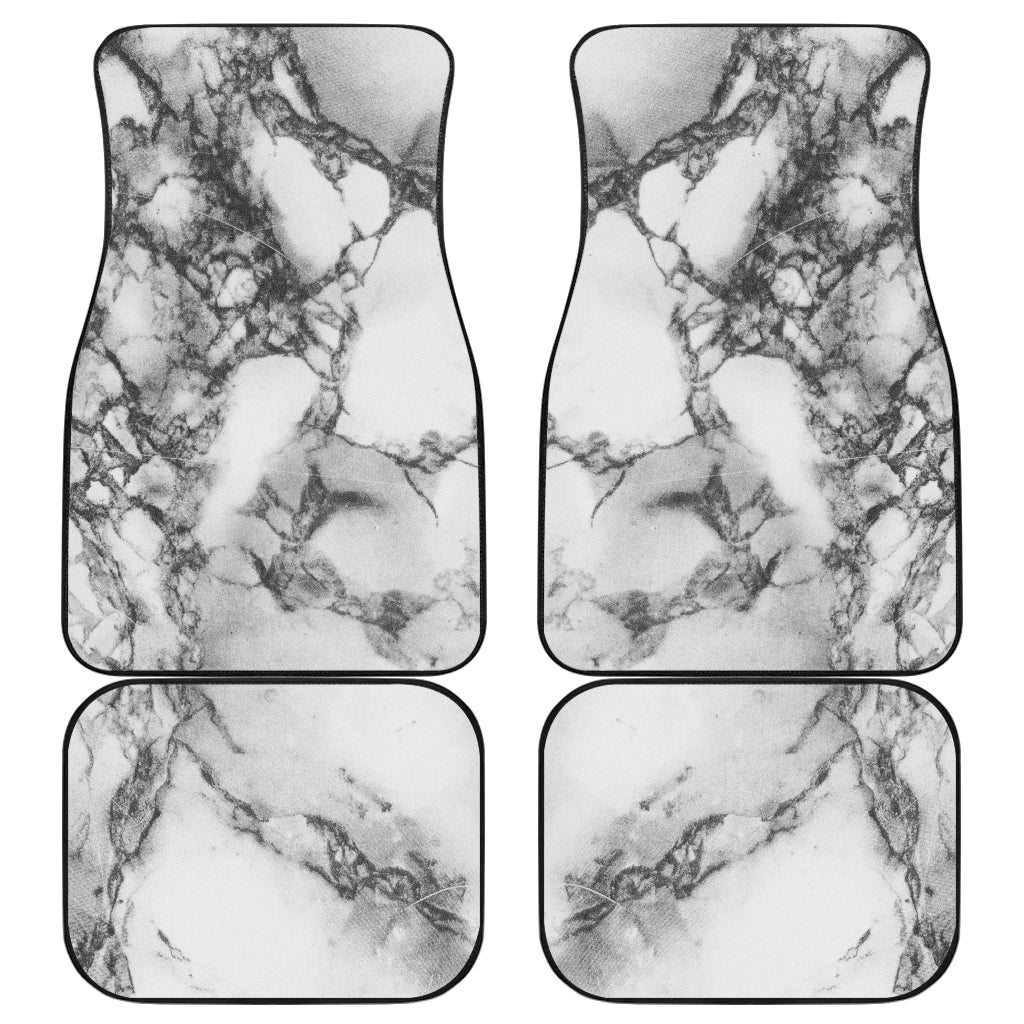 White Dark Grey Marble Print Front And Back Car Floor Mats/ Front Car Mat