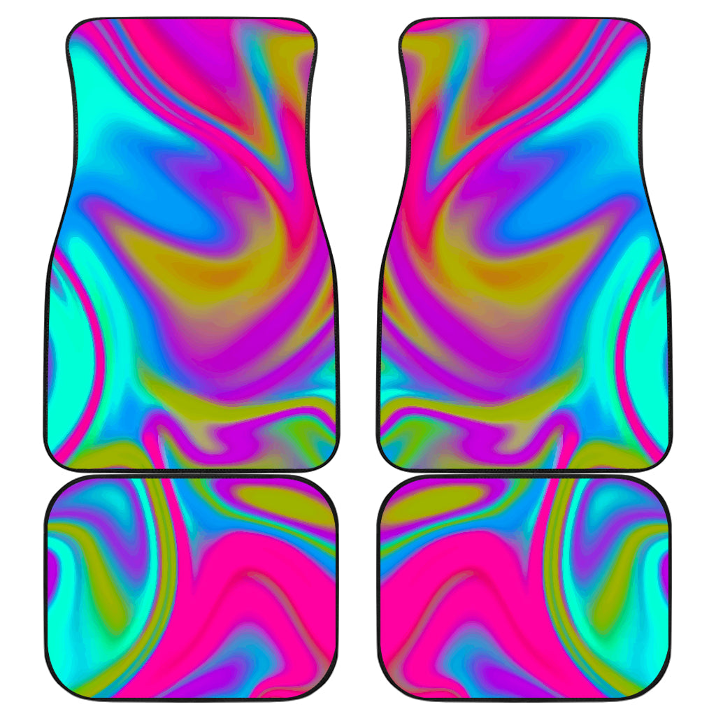 Neon Psychedelic Trippy Print Front And Back Car Floor Mats/ Front Car Mat